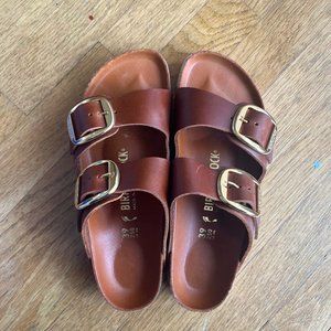 Birkenstock Big Buckle Arizona in Cognac / Gold Size 39 Narrow